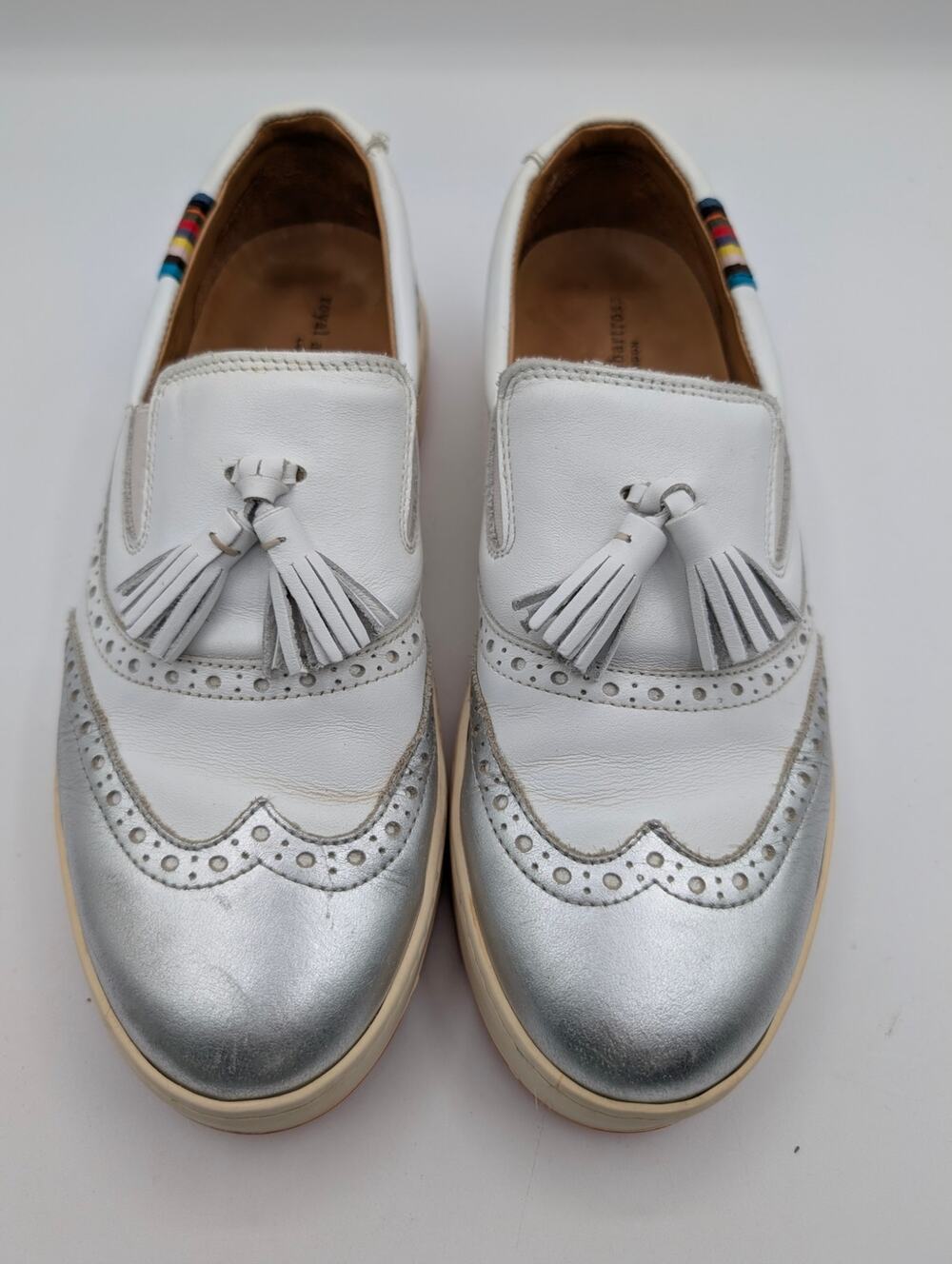 Royal Albartross The Grace Leather Spikeless Golf Shoes White Silvers Size 7